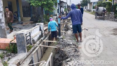 Tingkatkan Infrastruktur Desa, Pemdes Tengaran Jombang Bangun Drainase Dan Duiker