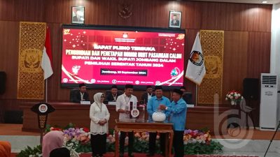 KPU Undi Nomor Urut Paslon Bupati-Wakil Bupati Jombang 2024