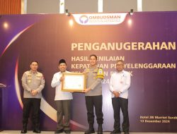 Polres Jombang Raih Penghargaan dari Ombusman RI