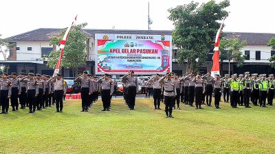 Amankan Muktamar NU ke-35, Polres Jombang Bersama BKO Polda Jatim Gelar Apel Pasukan